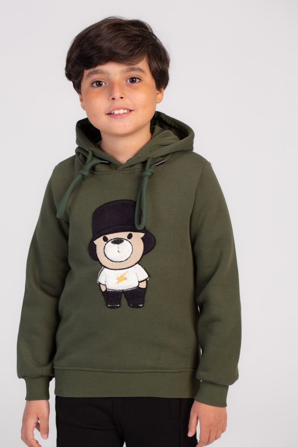 Boy's Hoodie Front Printed Hooded Comfort Melton Padded Sweatshirt Perfect For Chilly Days