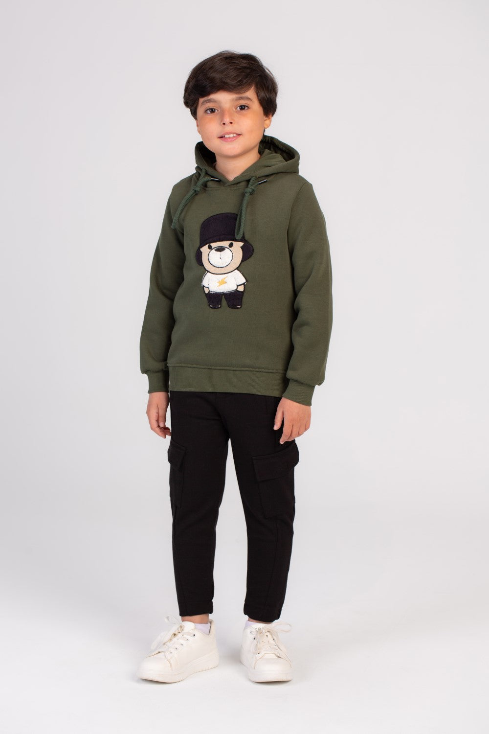 Boy's Hoodie Front Printed Hooded Comfort Melton Padded Sweatshirt Perfect For Chilly Days
