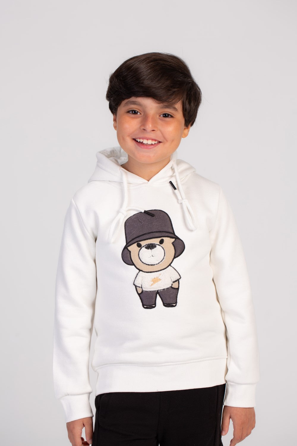 Boy's Hoodie Front Printed Hooded Comfort Melton Padded Sweatshirt Perfect For Chilly Days