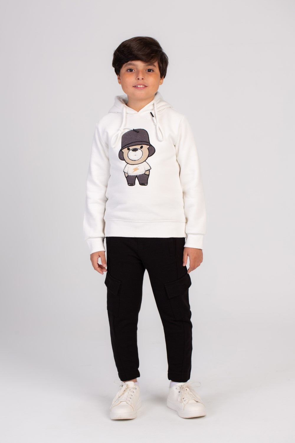 Boy's Hoodie Front Printed Hooded Comfort Melton Padded Sweatshirt Perfect For Chilly Days