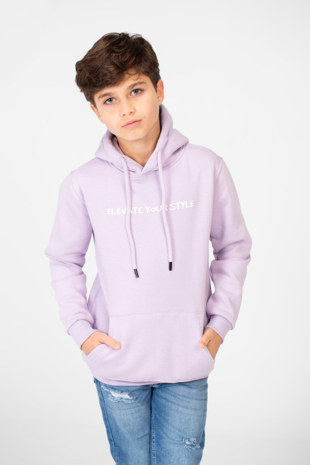 Boy's Hood Sweatshirt With Elevate Your Style Print