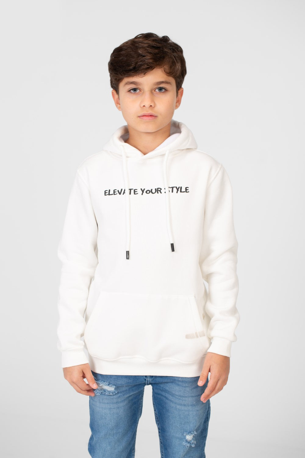 Boy's Hood Sweatshirt With Elevate Your Style Print