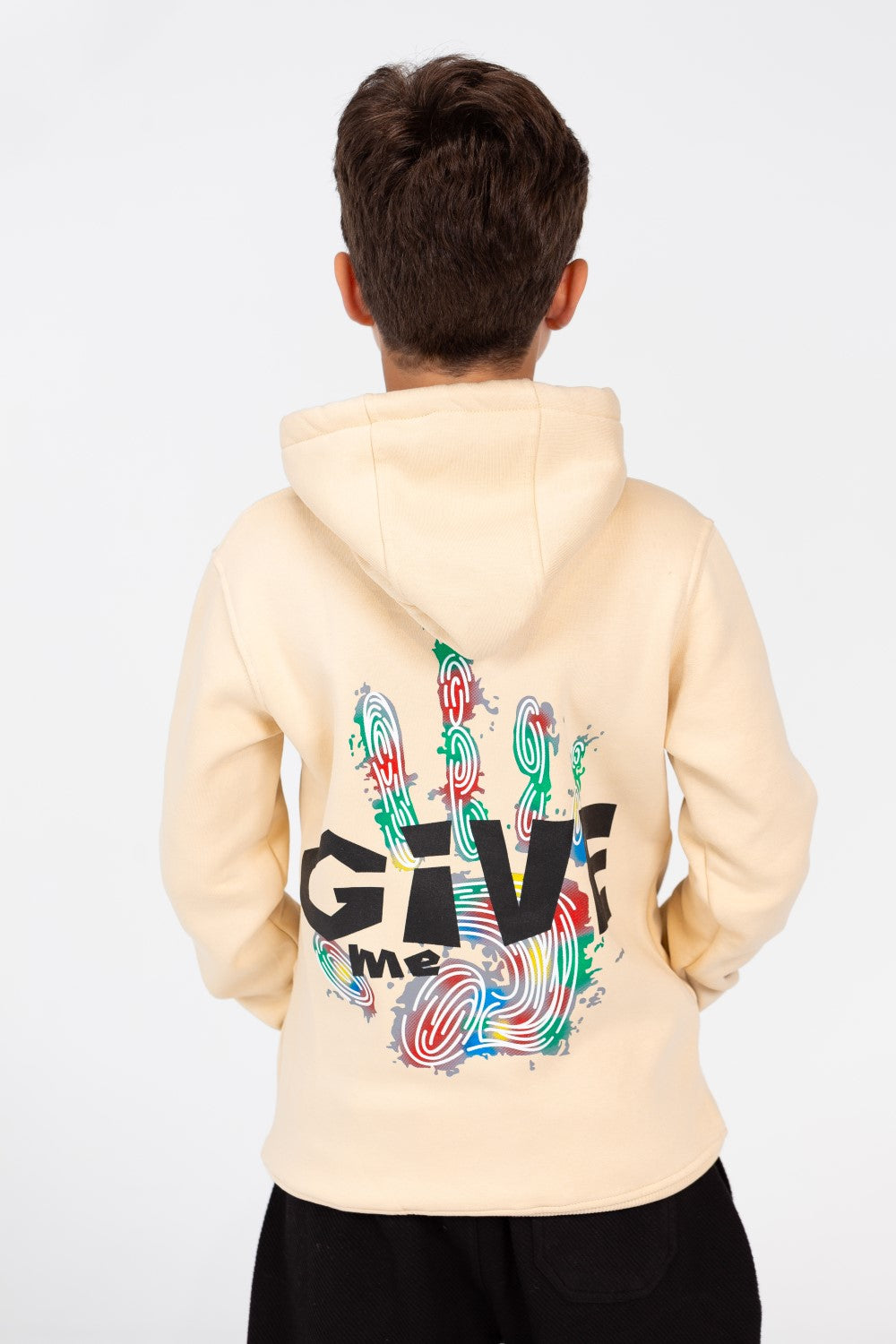 Boy's Hoodie Sweatshirt With Front Pocket In Practical Melton Material