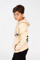 Boy's Hoodie Sweatshirt With Front Pocket In Practical Melton Material