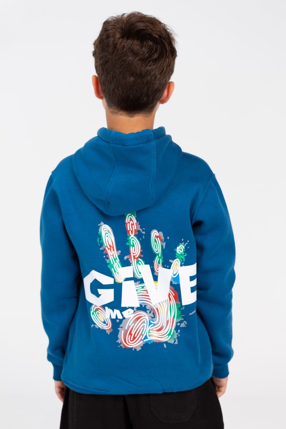 Boy's Hoodie Sweatshirt With Front Pocket In Practical Melton Material