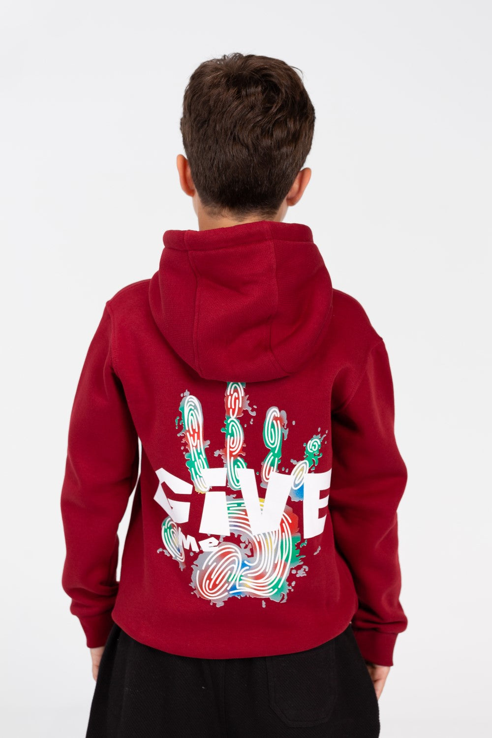Boy's Hoodie Sweatshirt With Front Pocket In Practical Melton Material