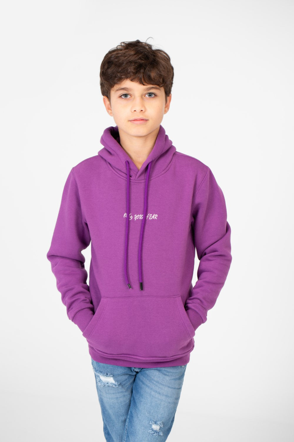 Boy's Melton Hoodie Sweatshirt With Kangaroo Pocket On The Front