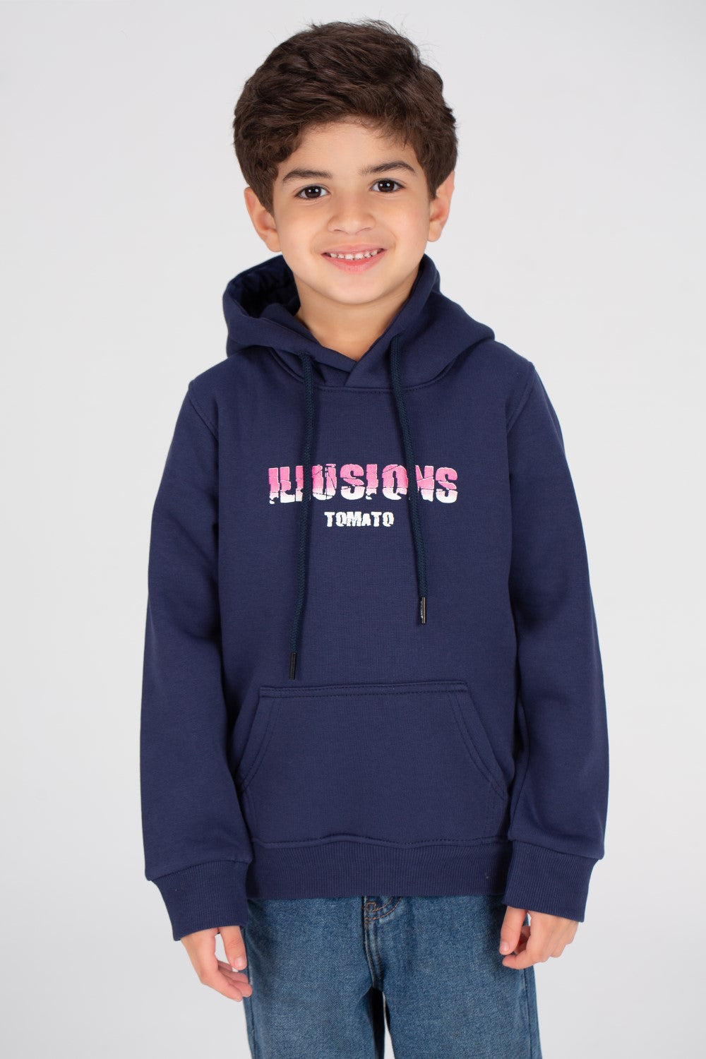 Boy's Hoodie Front & Back Printed Hooded Comfort Melton Padded Sweatshirt