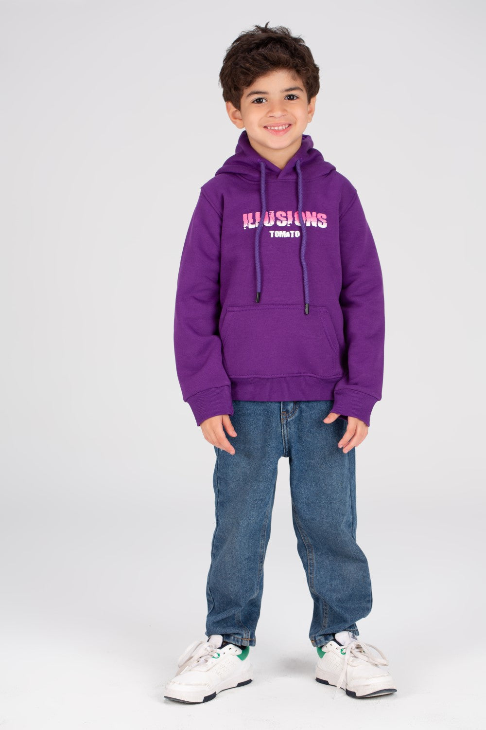 Boy's Hoodie Front & Back Printed Hooded Comfort Melton Padded Sweatshirt