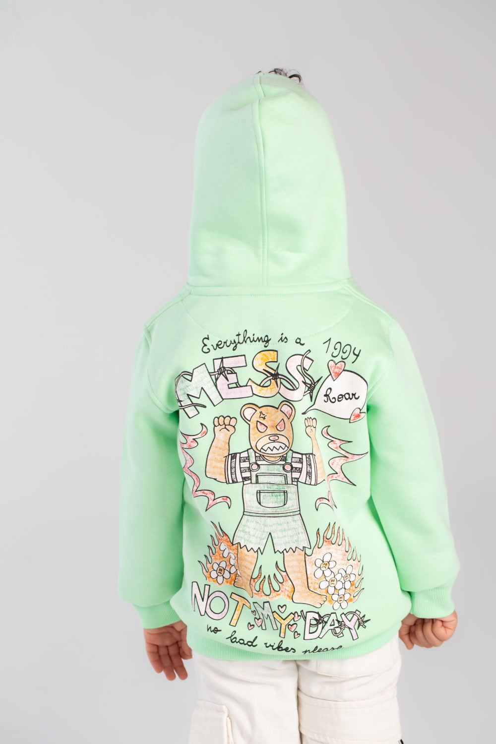 Boy's Hoodie Padded Front & Back Printed Hooded Comfort Melton Sweatshirt