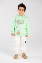 Boy's Hoodie Padded Front & Back Printed Hooded Comfort Melton Sweatshirt