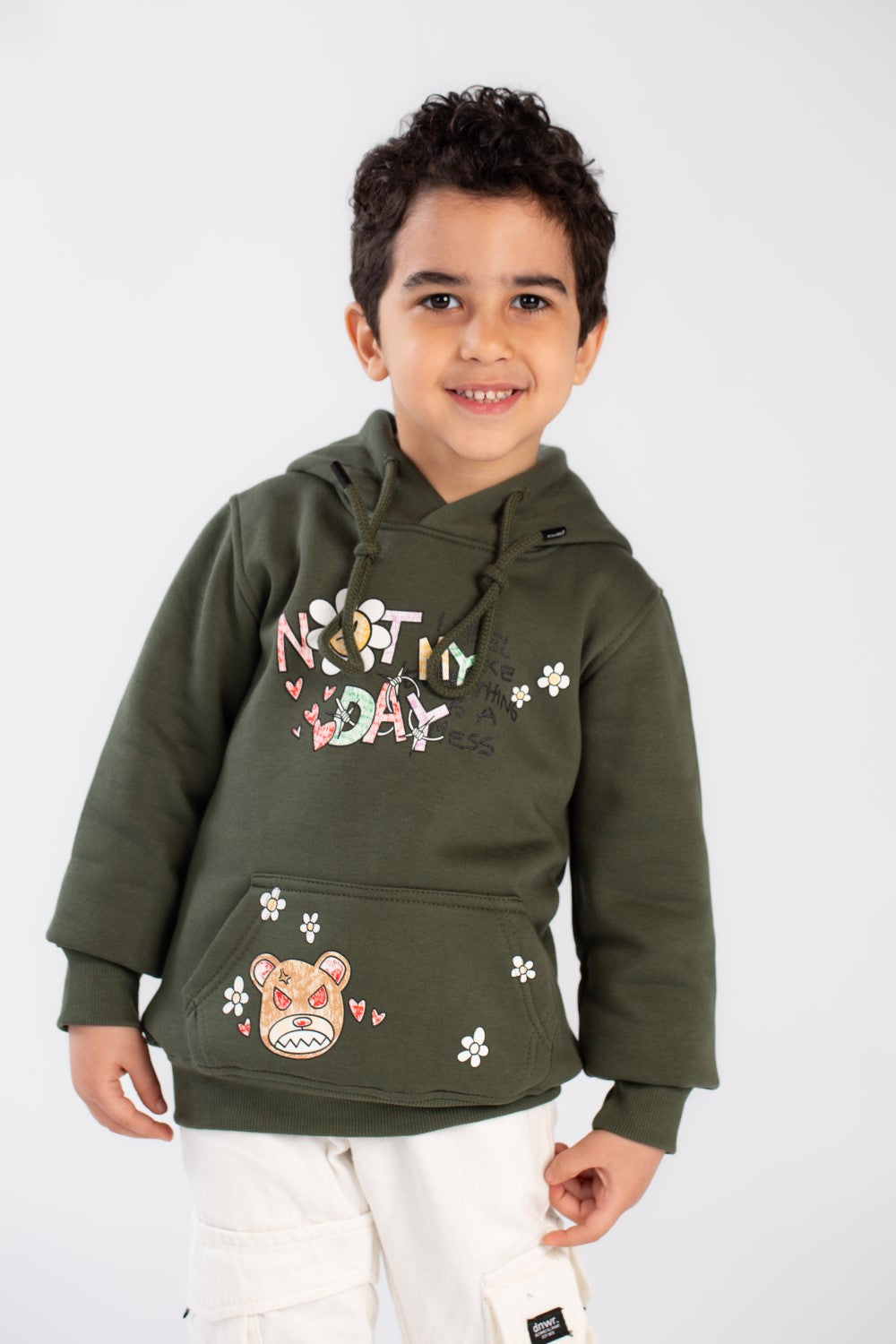 Boy's Hoodie Padded Front & Back Printed Hooded Comfort Melton Sweatshirt