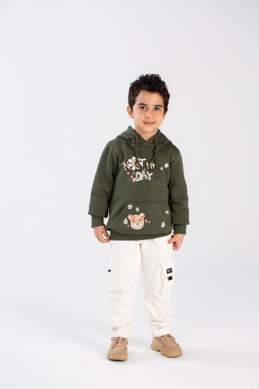 Boy's Hoodie Padded Front & Back Printed Hooded Comfort Melton Sweatshirt
