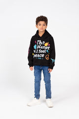 Boy's Hood Sweatshirt With Full Print In Melton Material