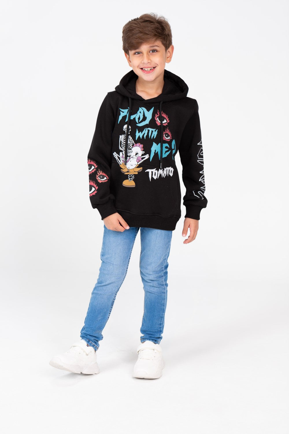 Boy's printed Hooded Sweatshirt With Long Sleeves