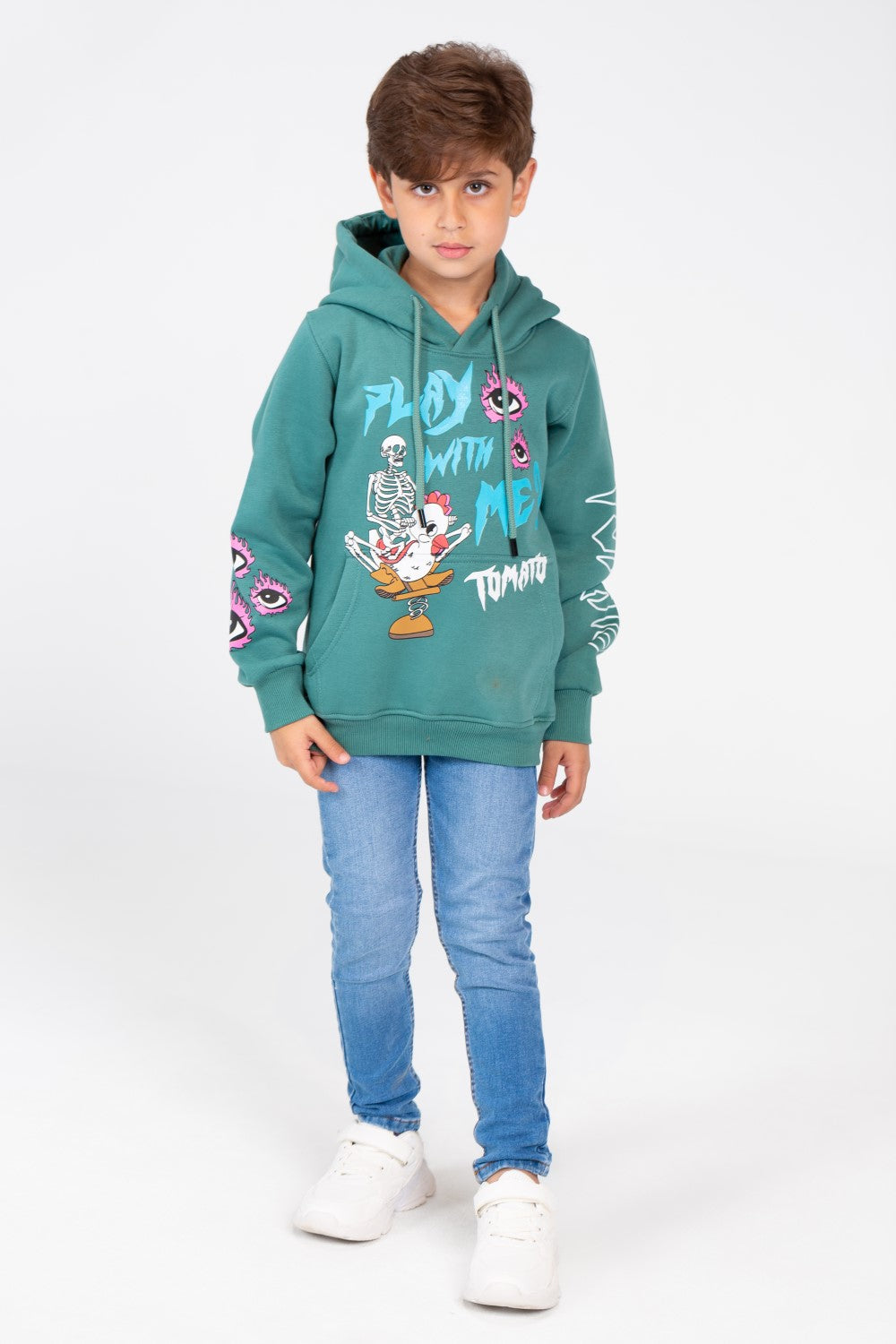 Boy's printed Hooded Sweatshirt With Long Sleeves
