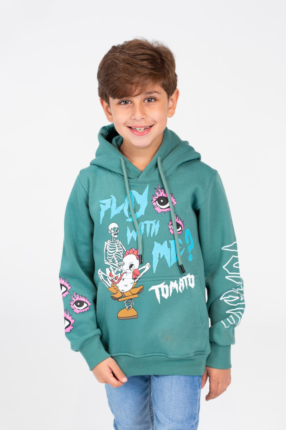 Boy's printed Hooded Sweatshirt With Long Sleeves