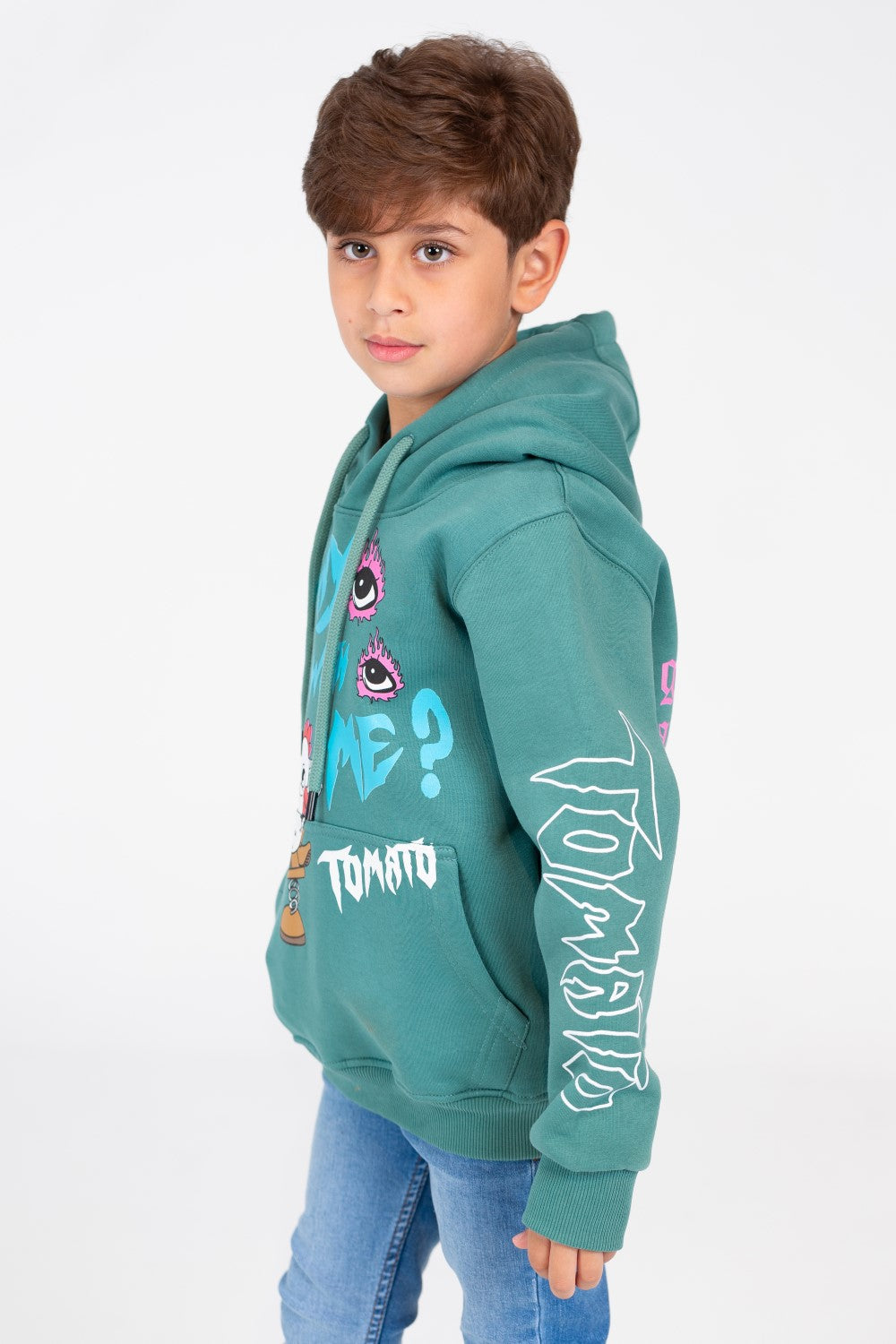 Boy's printed Hooded Sweatshirt With Long Sleeves