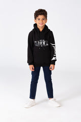 Boy's Hoodie Cut Sweatshirt Printed On The Front And Back Made Of Milton Material