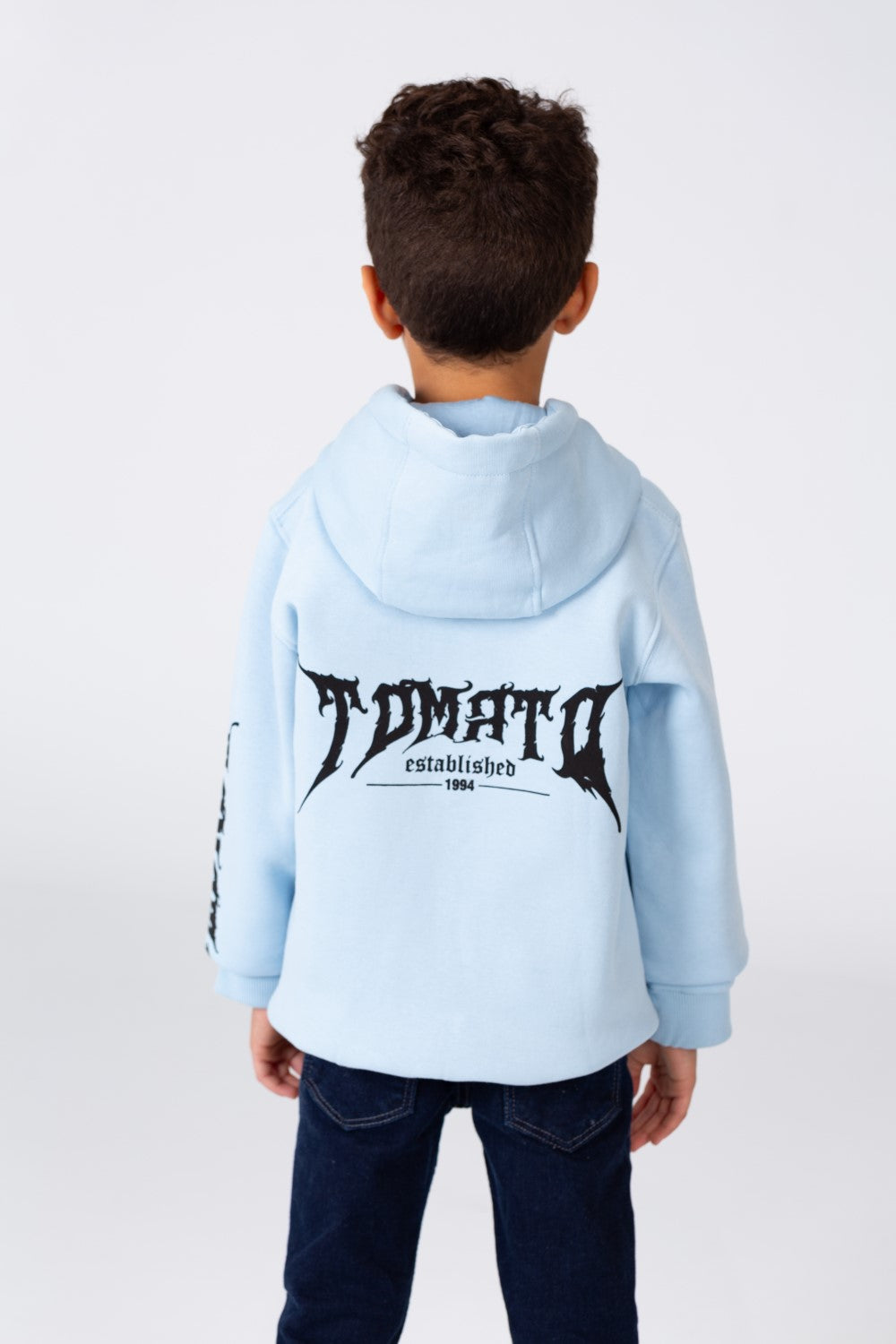 Boy's Hoodie Cut Sweatshirt Printed On The Front And Back Made Of Milton Material