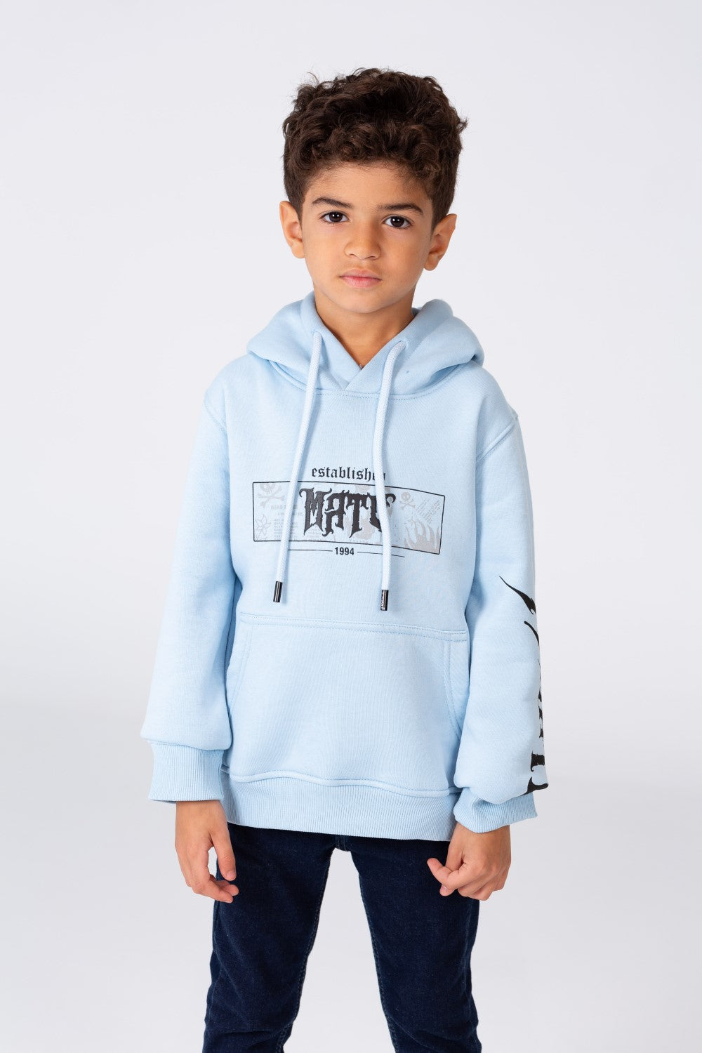 Boy's Hoodie Cut Sweatshirt Printed On The Front And Back Made Of Milton Material