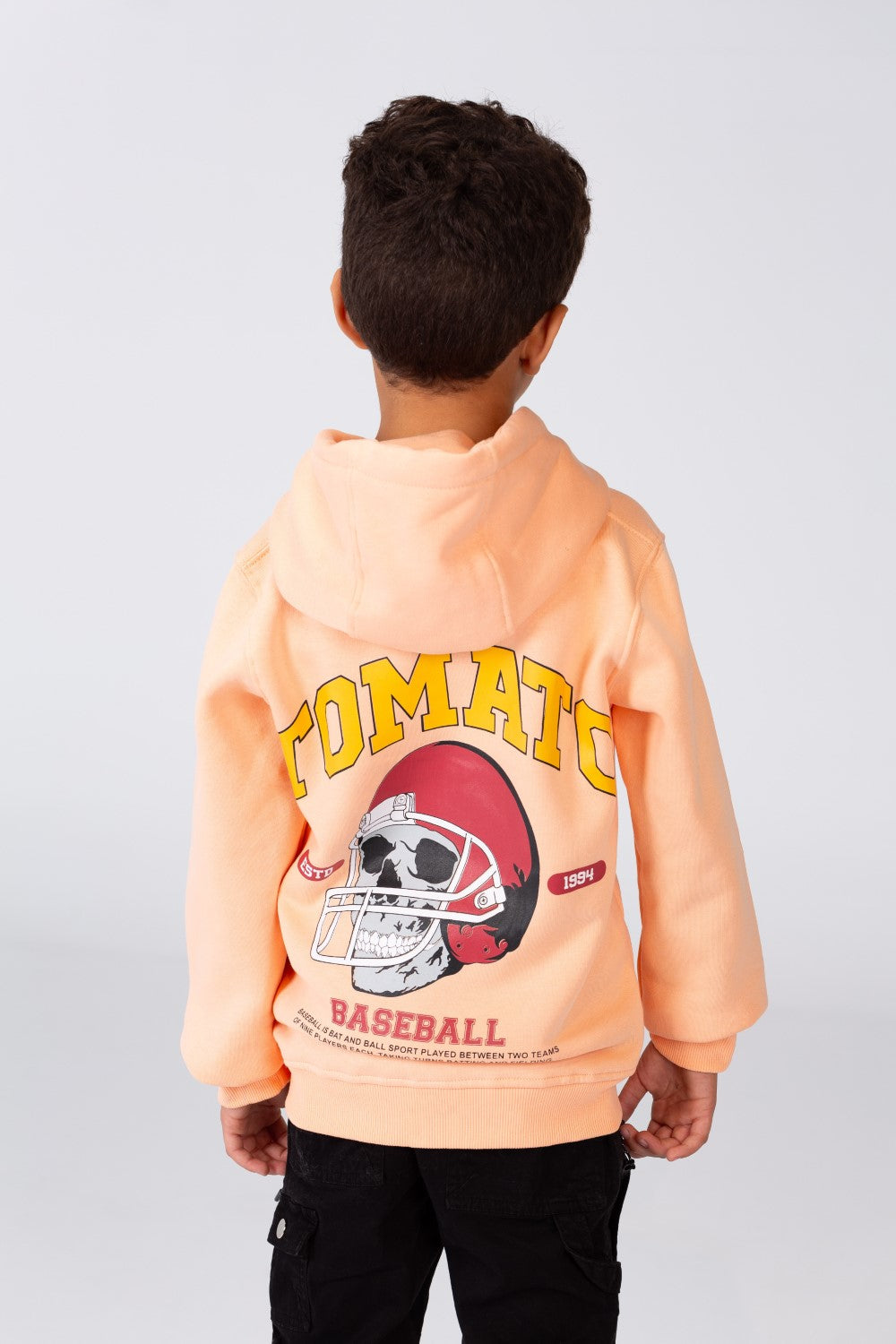 Boy's Hoodie Sweatshirt With Tomato Print And Kangaroo Pocket On The Front
