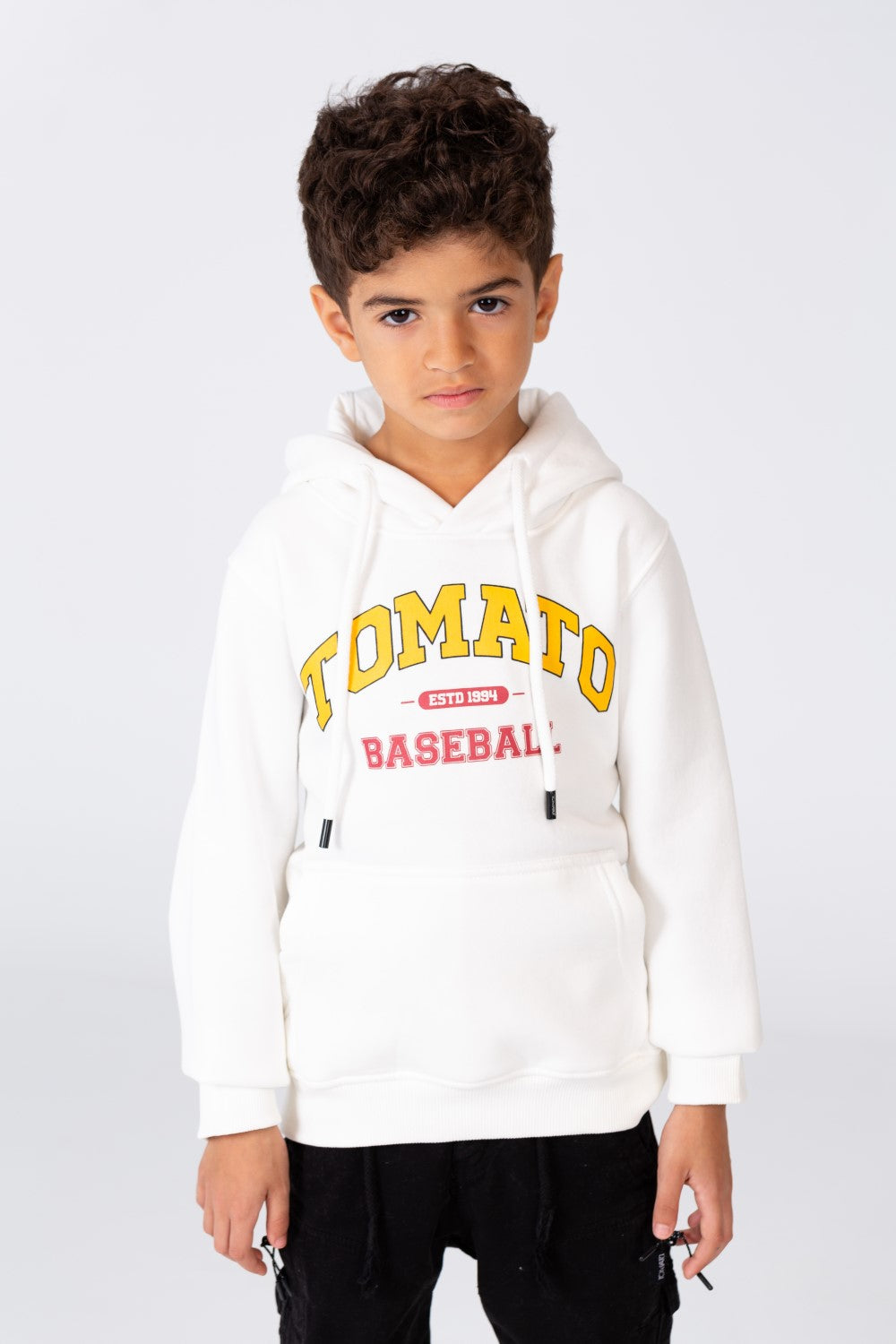 Boy's Hoodie Sweatshirt With Tomato Print And Kangaroo Pocket On The Front