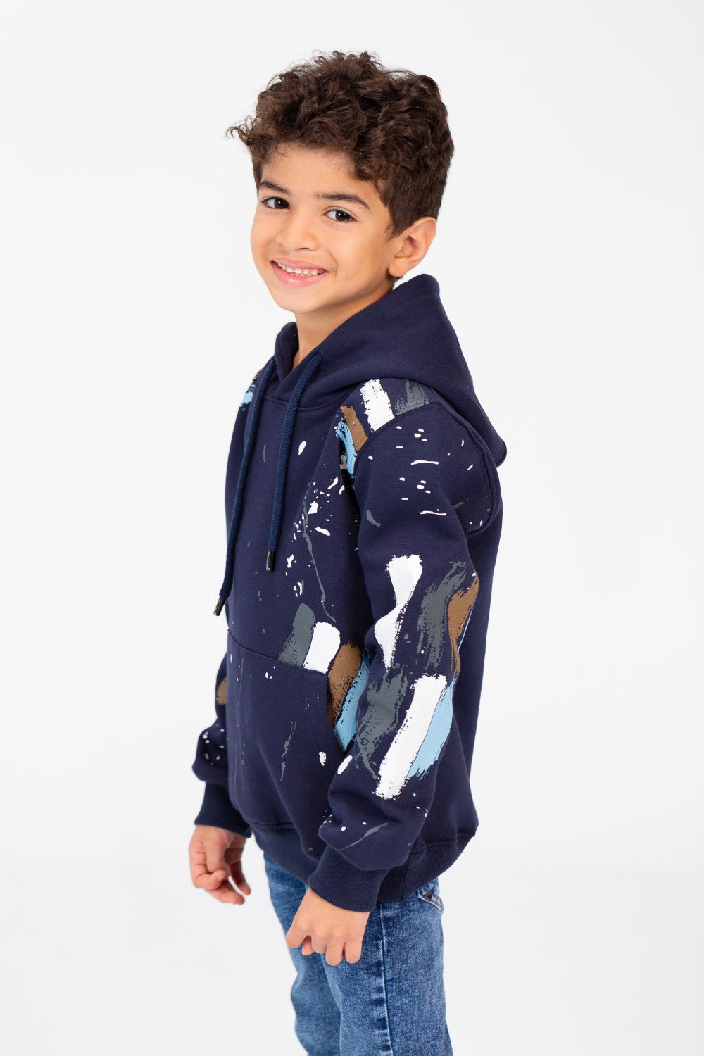 Boy's Hoodie With Colorful Print And Long Sleeves