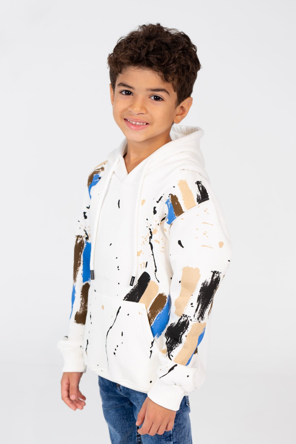 Boy's Hoodie With Colorful Print And Long Sleeves