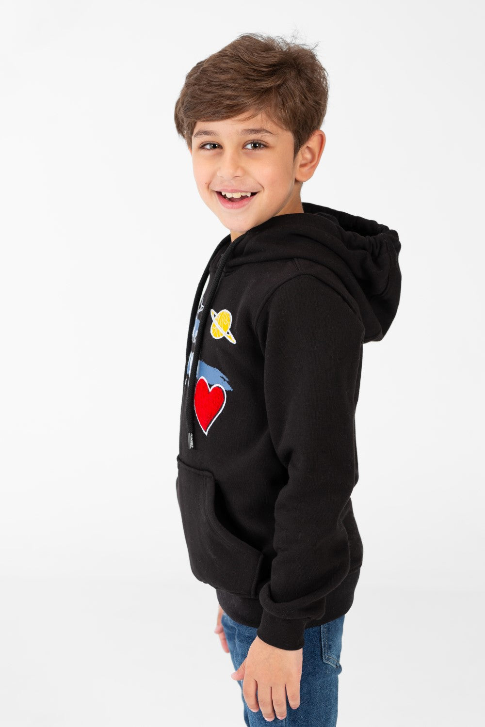Boy's Sweatshirt With Hood And Print On The Front