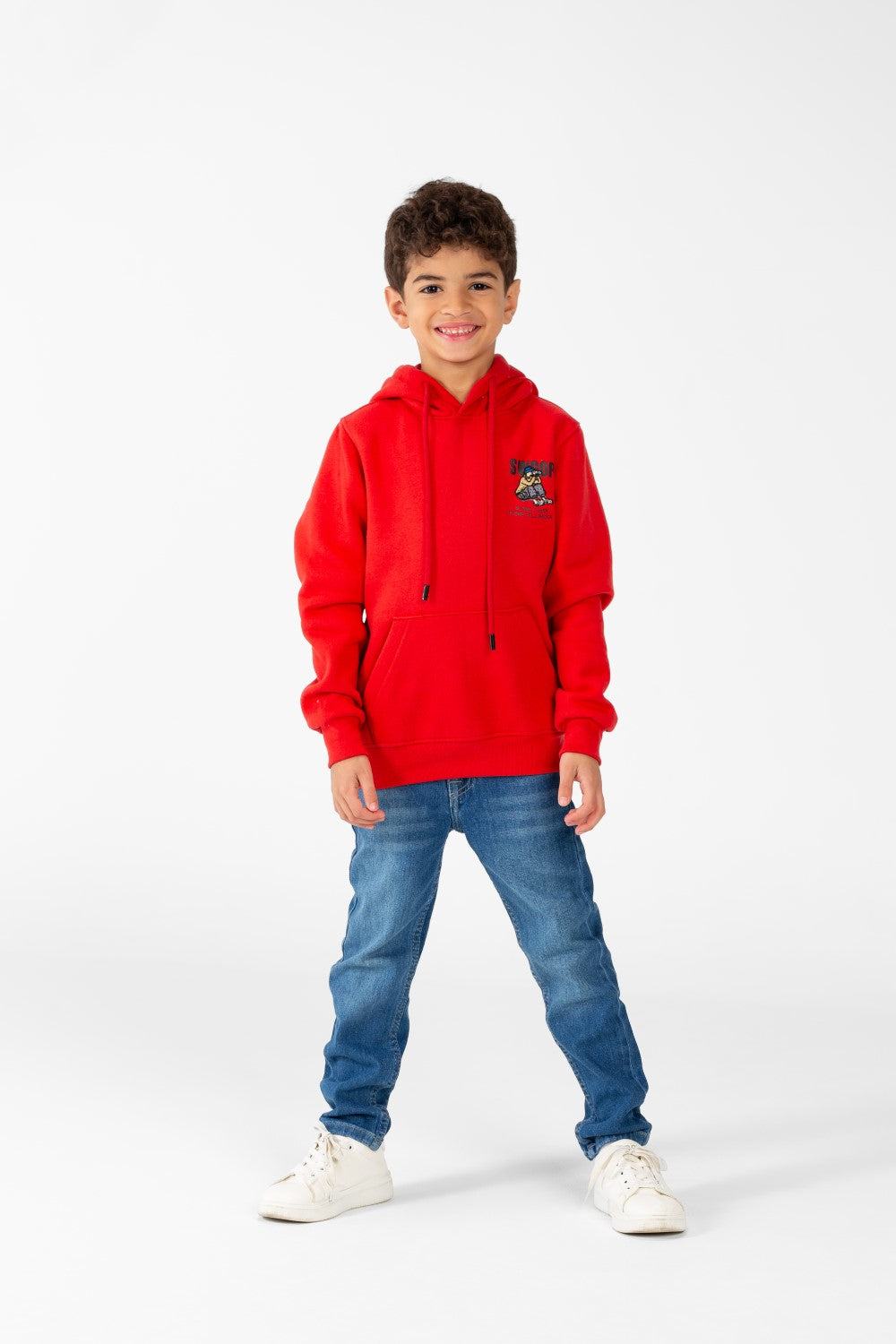 Boy's Sweatshirt With Hoodie Cut And Kangaroo Pocket