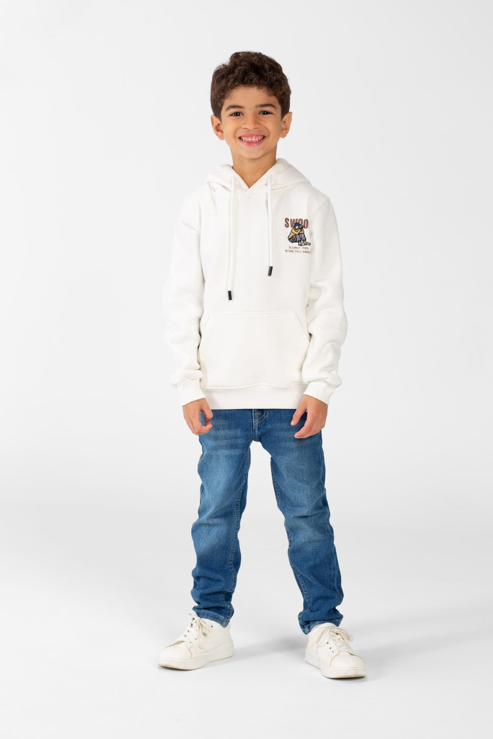 Boy's Sweatshirt With Hoodie Cut And Kangaroo Pocket