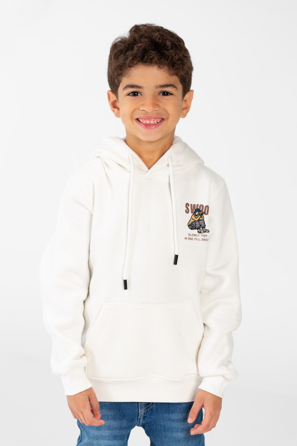 Boy's Sweatshirt With Hoodie Cut And Kangaroo Pocket