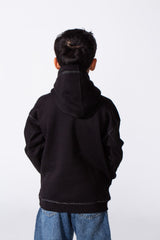 Boy's Milton Oversized Hood Sweatshirt With Text Print On The Front Long Sleeves