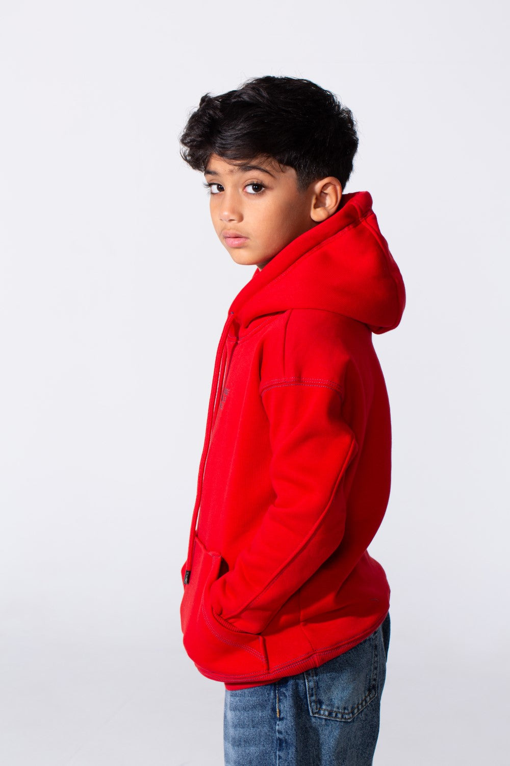 Boy's Milton Oversized Hood Sweatshirt With Text Print On The Front Long Sleeves