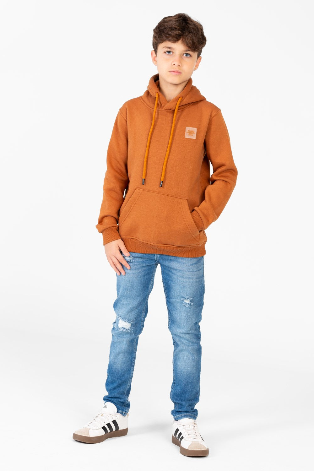 Boy's Basic Plain Hoodie Sweatshirt With Kangaroo Pocket