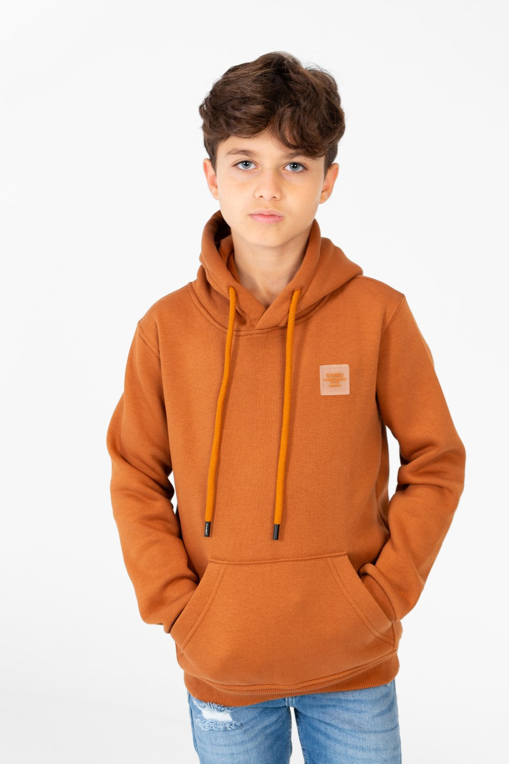 Boy's Basic Plain Hoodie Sweatshirt With Kangaroo Pocket