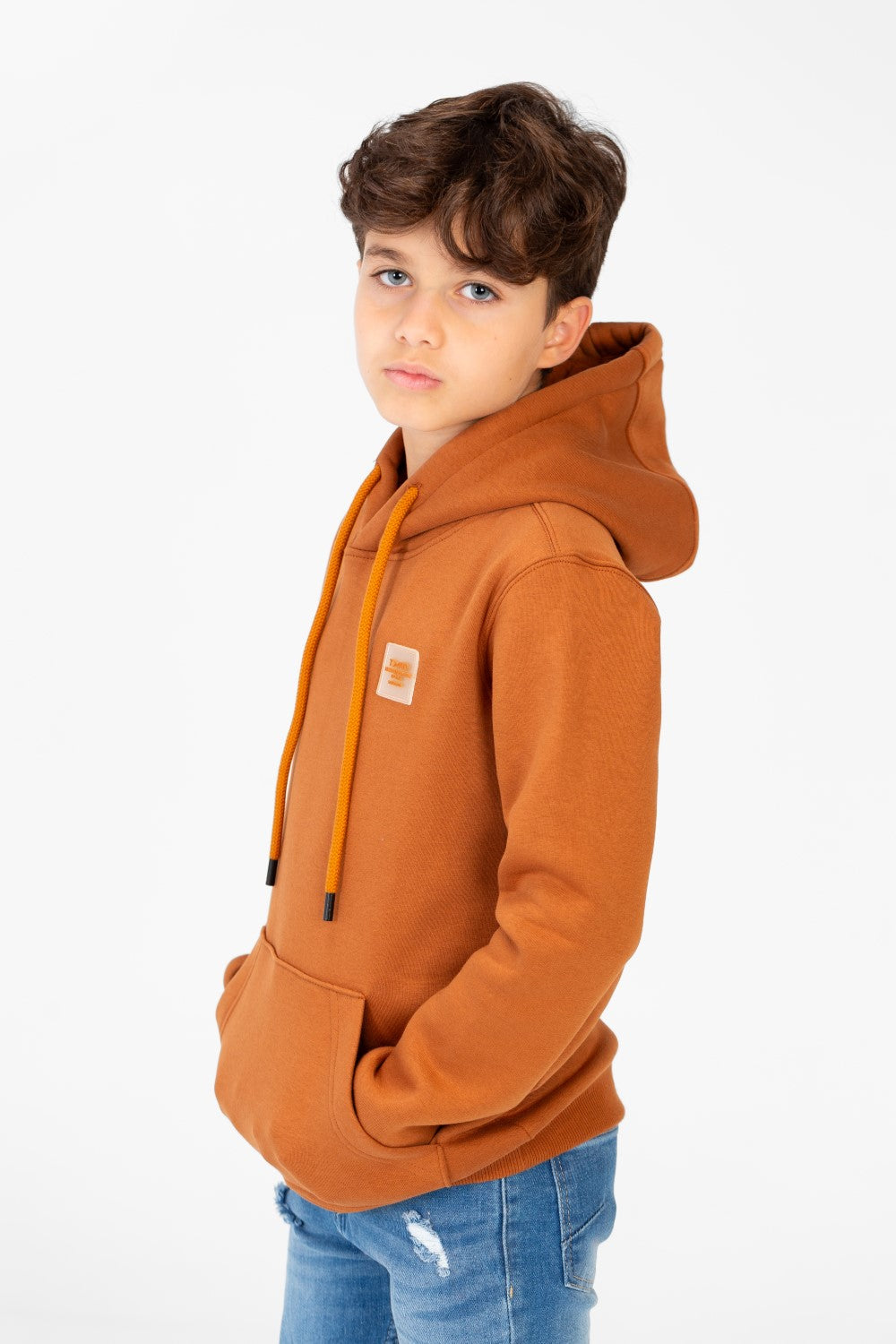 Boy's Basic Plain Hoodie Sweatshirt With Kangaroo Pocket