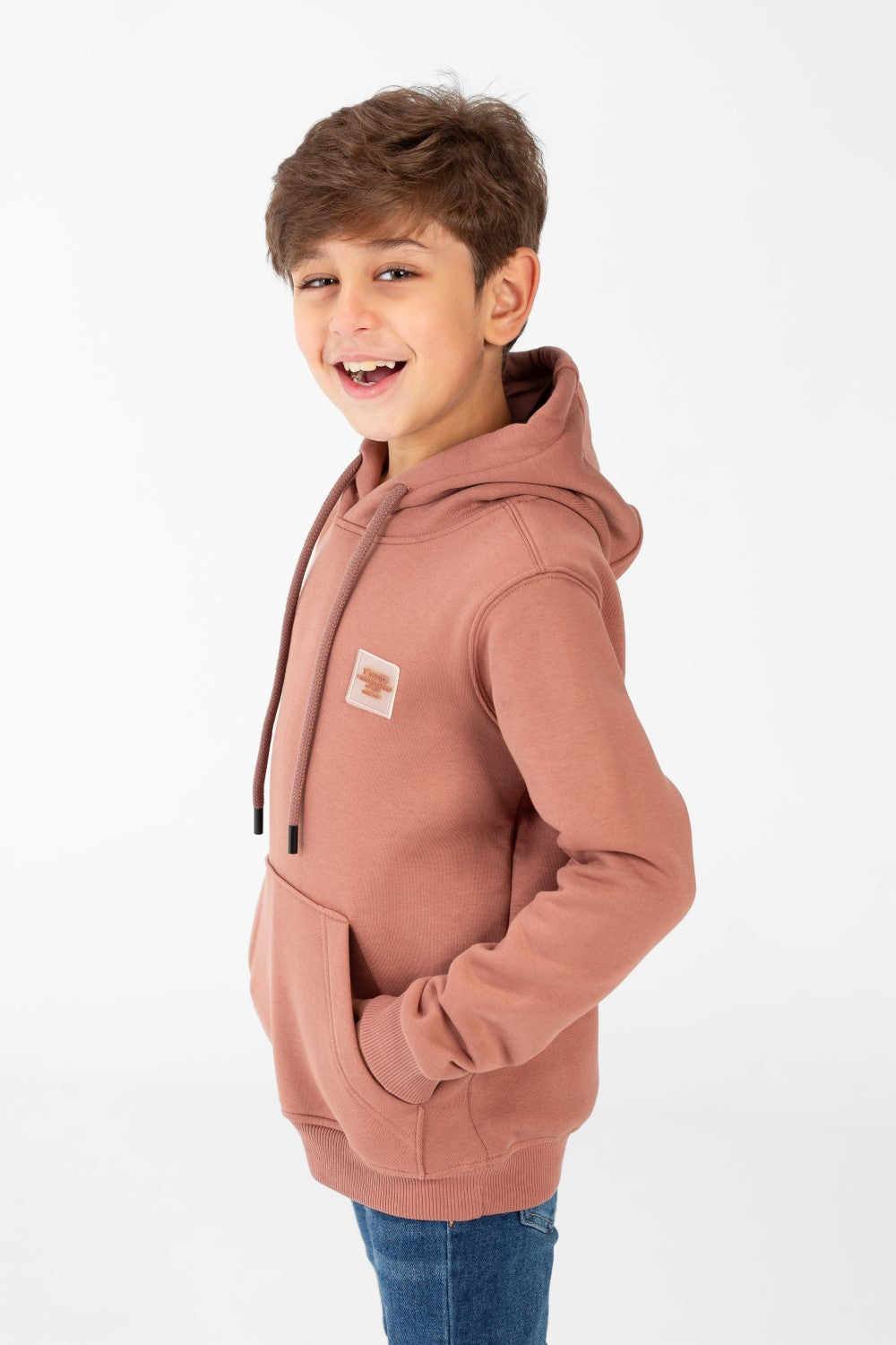Boy's Basic Plain Hoodie Sweatshirt With Kangaroo Pocket
