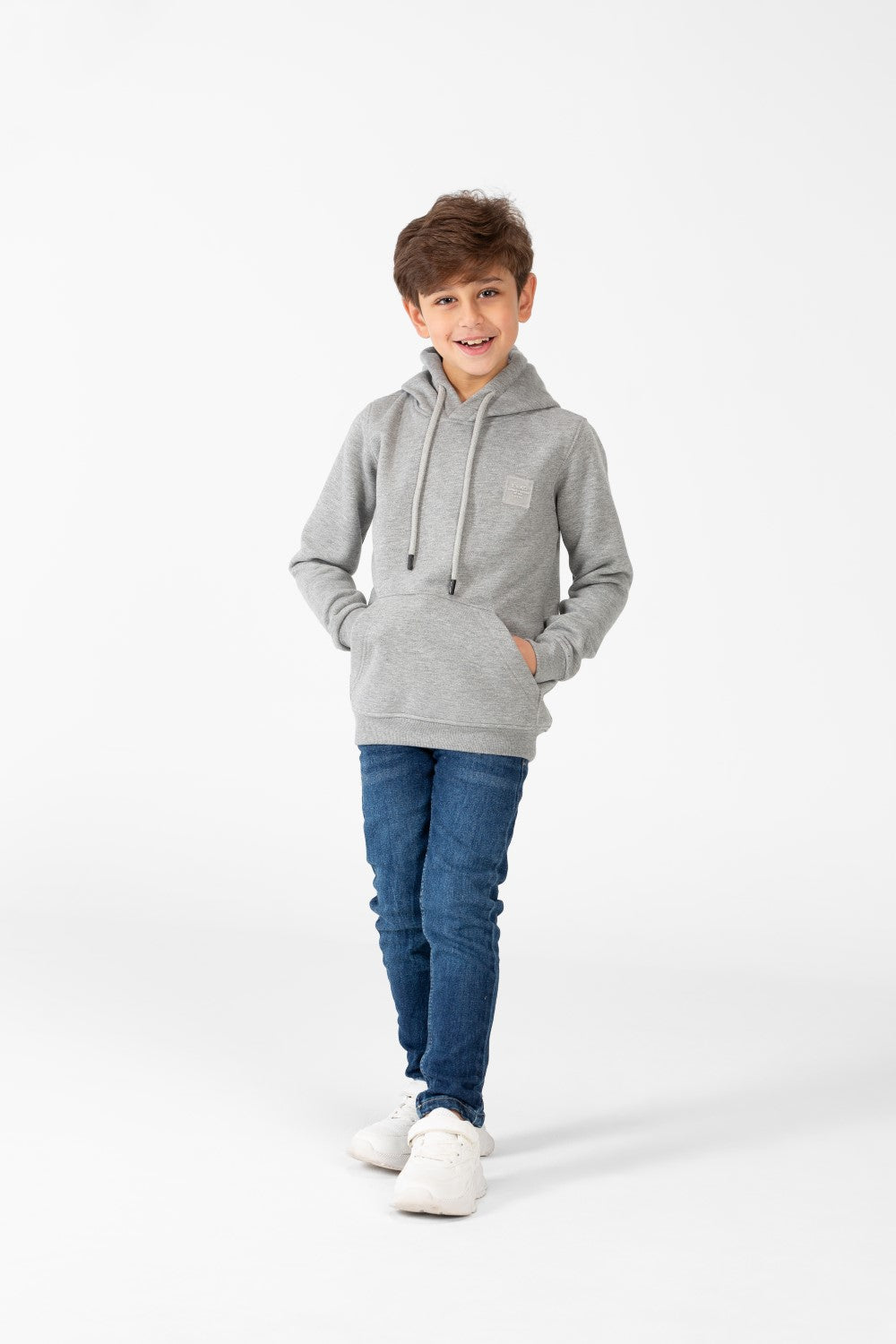 Boy's Basic Plain Hoodie Sweatshirt With Kangaroo Pocket