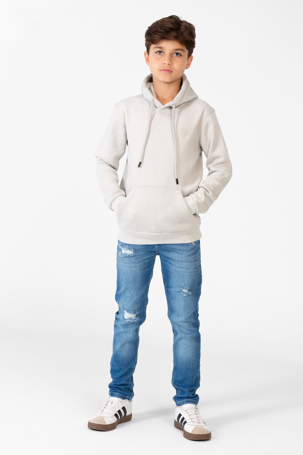 Boy's Basic Plain Hoodie Sweatshirt With Kangaroo Pocket