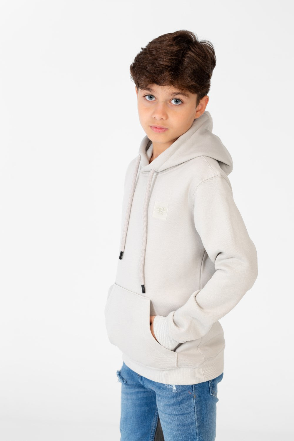 Boy's Basic Plain Hoodie Sweatshirt With Kangaroo Pocket
