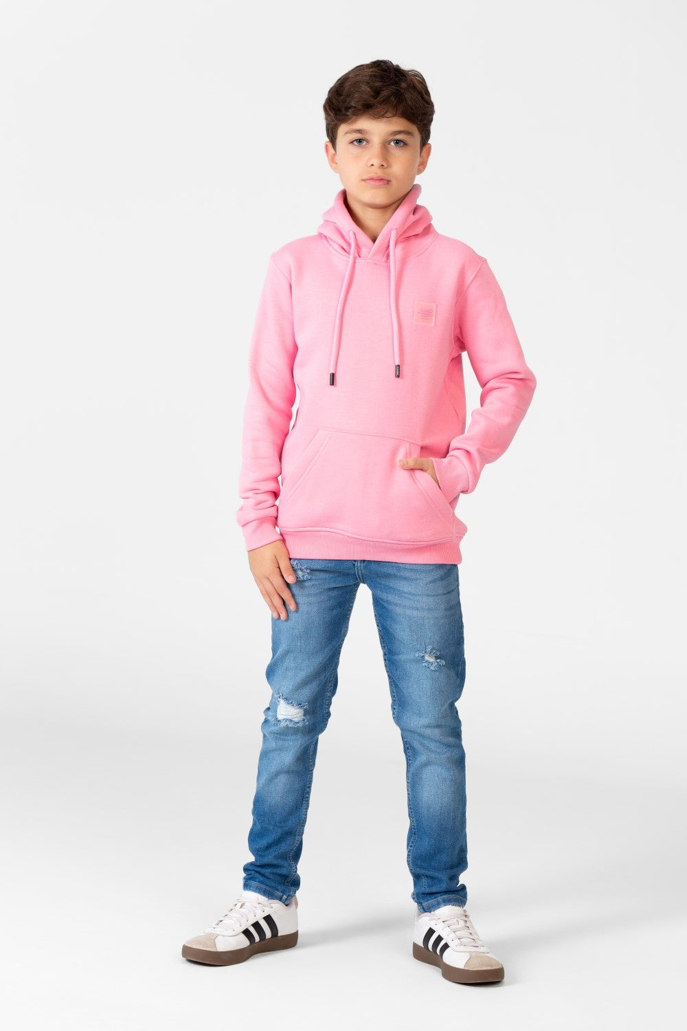 Boy's Basic Plain Hoodie Sweatshirt With Kangaroo Pocket
