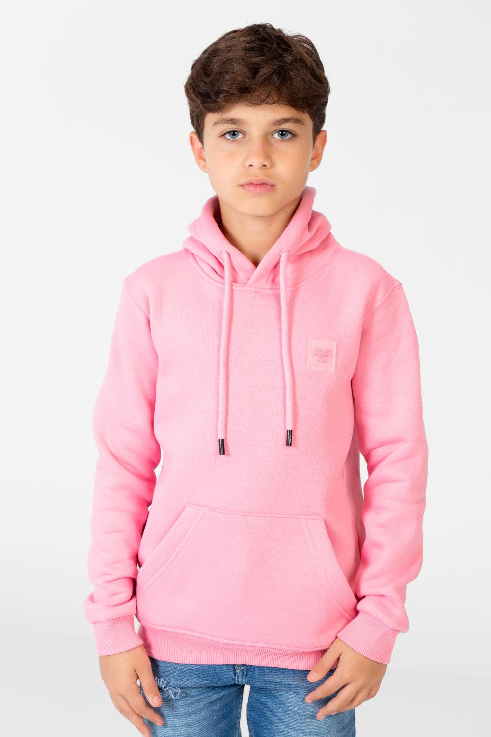 Boy's Basic Plain Hoodie Sweatshirt With Kangaroo Pocket