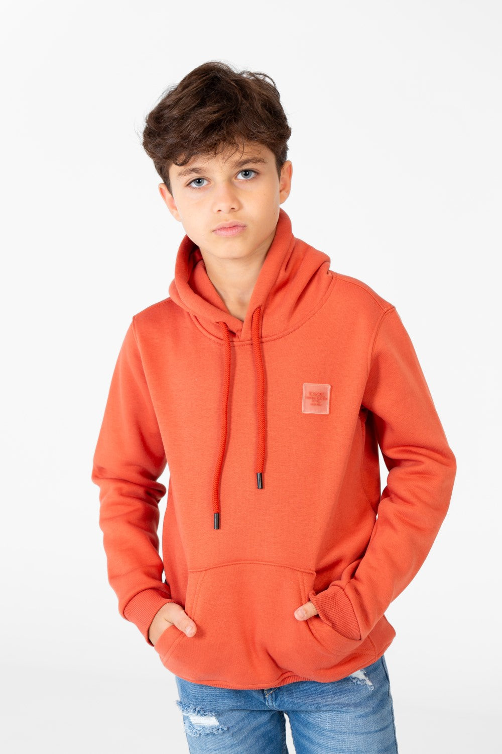 Boy's Basic Plain Hoodie Sweatshirt With Kangaroo Pocket