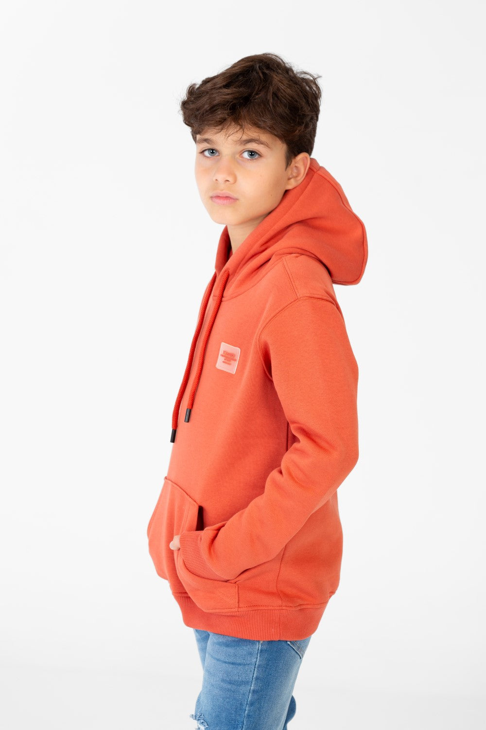 Boy's Basic Plain Hoodie Sweatshirt With Kangaroo Pocket