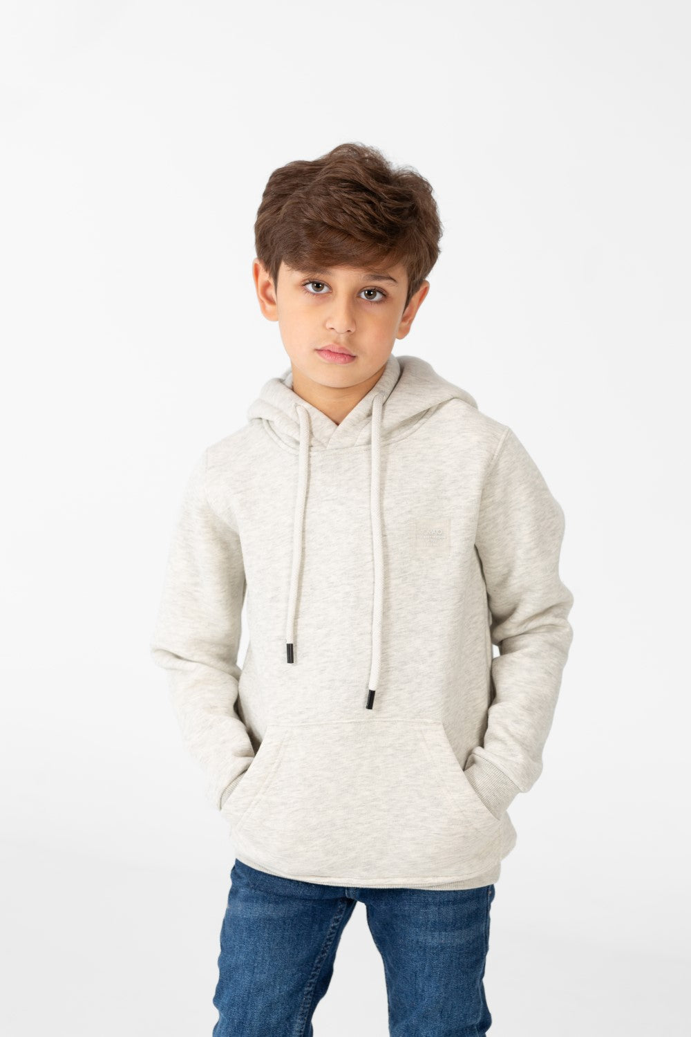 Boy's Basic Plain Hoodie Sweatshirt With Kangaroo Pocket