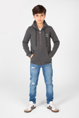 سويت شيرت بغطاء رأس أساسي بسحاب كامل وجيوب للأولاد