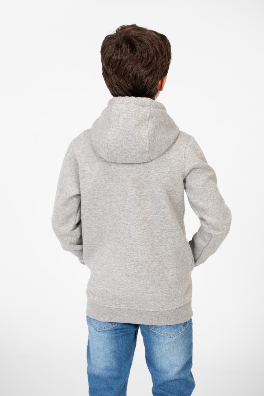 سويت شيرت بغطاء رأس أساسي بسحاب كامل وجيوب للأولاد