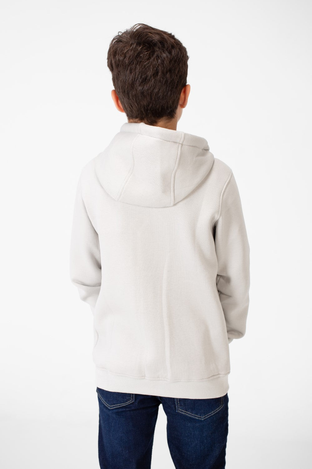 سويت شيرت بغطاء رأس أساسي بسحاب كامل وجيوب للأولاد